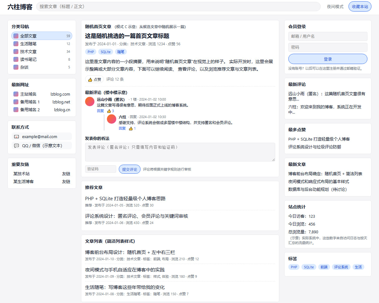 六柱PHP轻型博客